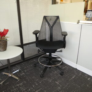 Herman Miller Sayl Task Stool, Black Flex Back with Black Fabric Seat