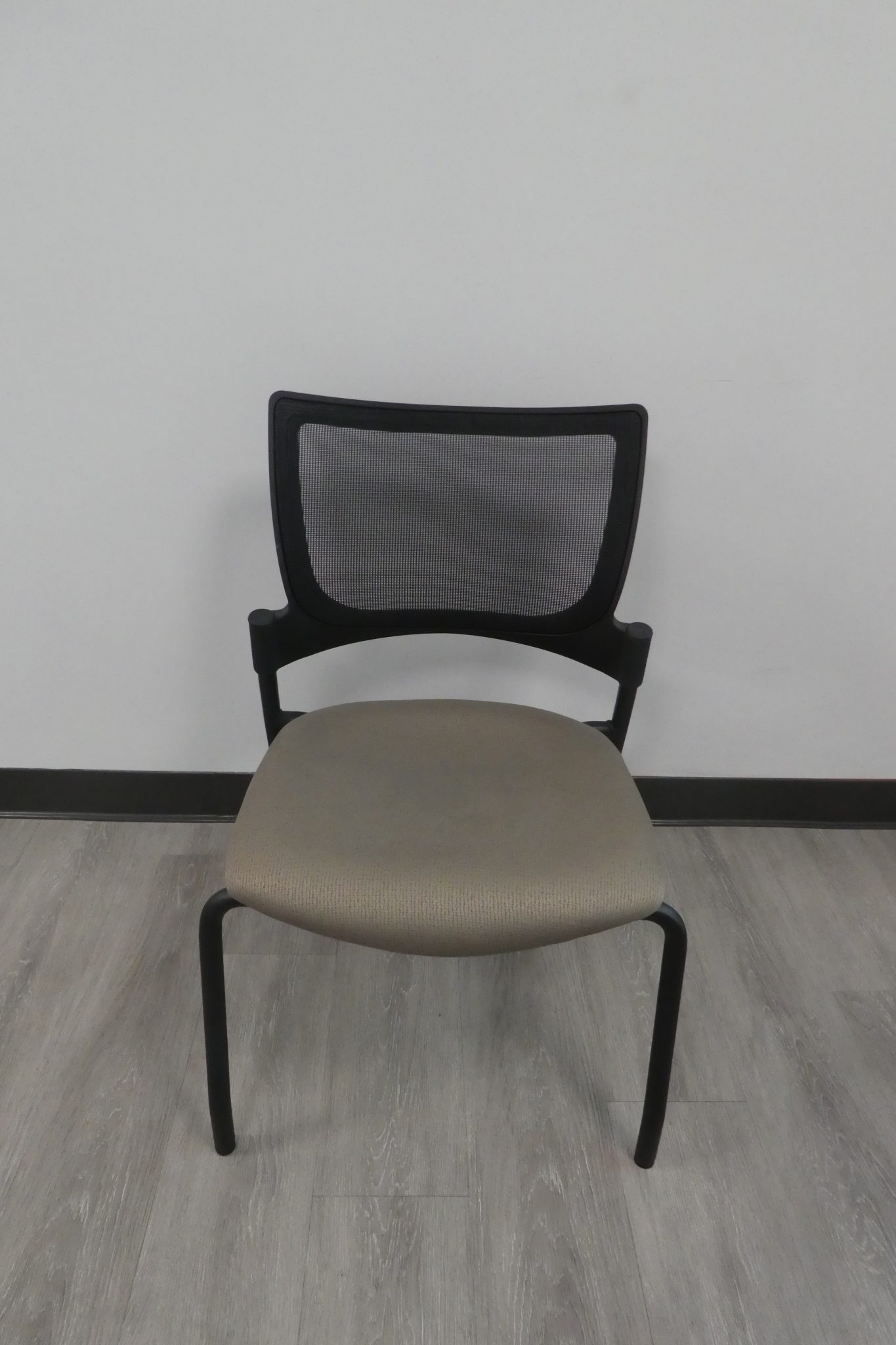 9to5 Bella Guest Stack Chair with Gray Mesh and Brown Seat