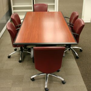 8x4ft Laminate Conference Table in Cherry, Black Trim