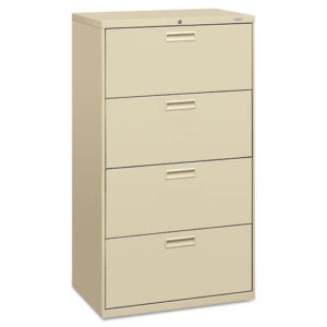HON® 500 Series Four-Drawer Lateral File, 30w x 19-1/4d x 53-1/4h, Putty