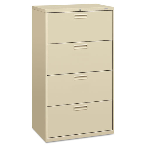 HON® 500 Series Four-Drawer Lateral File, 30w x 19-1/4d x 53-1/4h, Putty