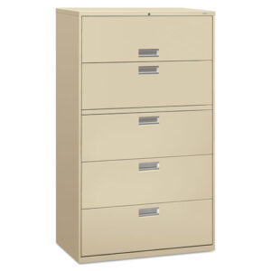 HON, 600 Series Five-Drawer Lateral File, 42w x 19-1/4d