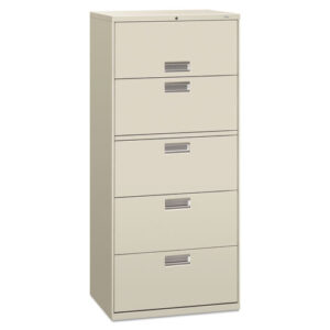 HON, 600 Series Five-Drawer Lateral File, 30w x 19-1/4d
