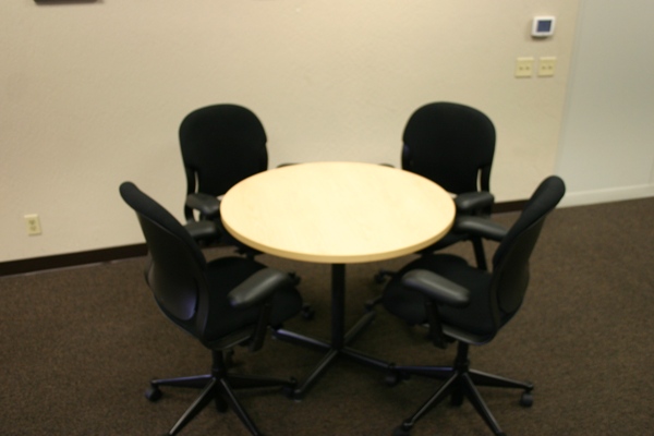 Haworth Conference Table, Laminated Top with PVC Edge, Black Base