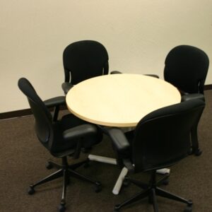 Haworth Conference Table, Laminated Top with PVC Edge, White Base