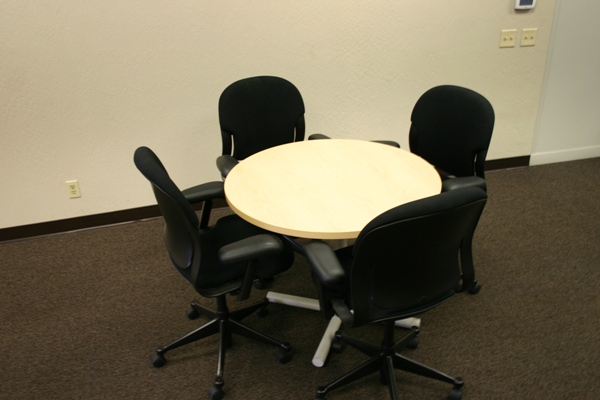 Haworth Conference Table, Laminated Top with PVC Edge, White Base