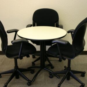 Round Conference Table, Laminated Top, Vanilla