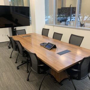 National, Epic conference table with power module 11'x48", Acorn Laminate