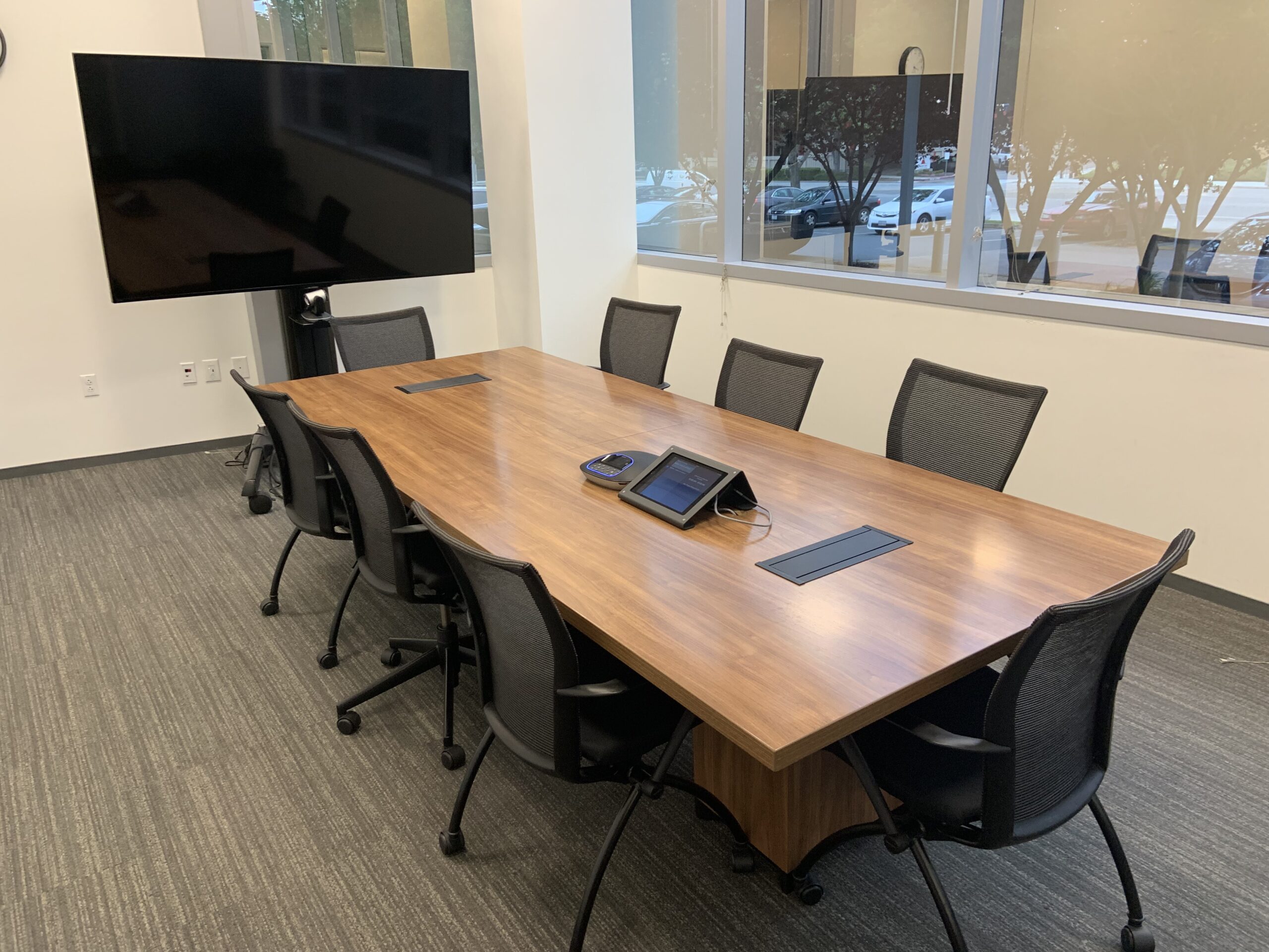 National, Epic conference table with power module 11'x48", Acorn Laminate