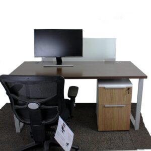 HON Desk with Privacy Glass