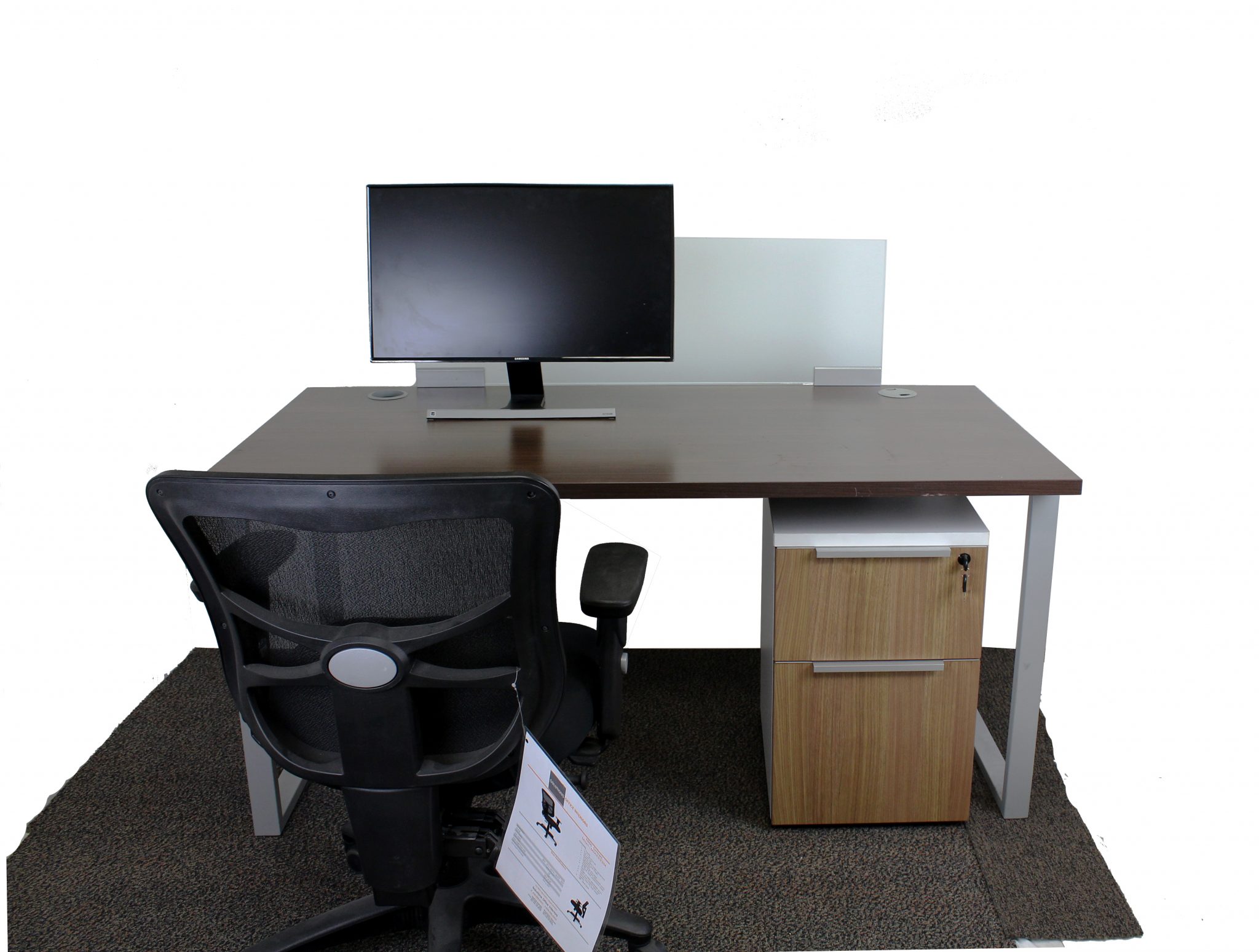 HON Desk with Privacy Glass