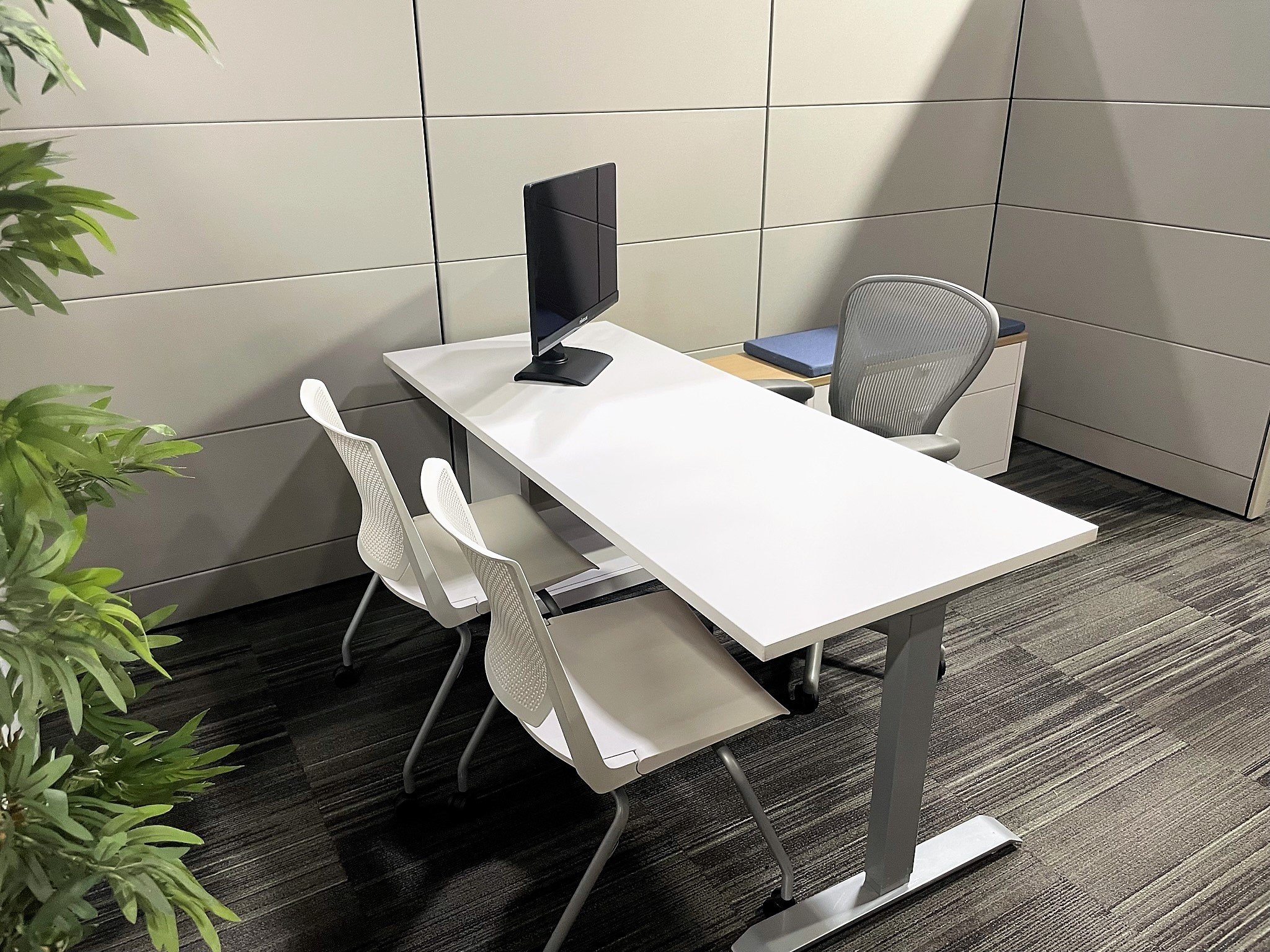 Knoll Private Office , Height Adjustable Desk, 72x30 with Low Credenza