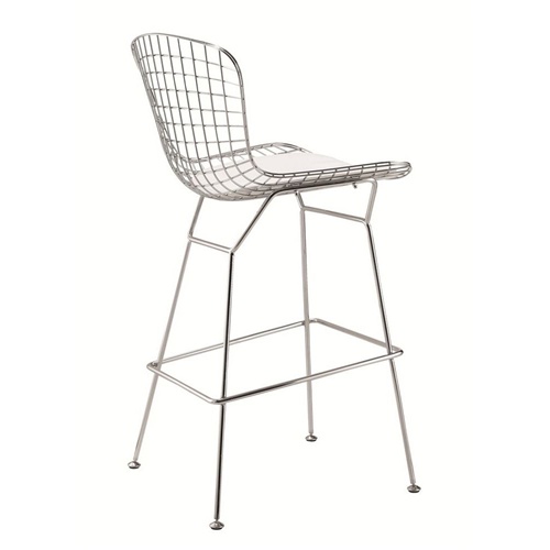 Knoll Bertoia Barstool With Ivory Seat Cushion