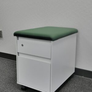 Steelcase Mobile Pedestal Soft White with Green Cushion
