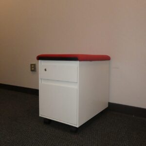 Steelcase Mobile Pedestal Soft white with Red cushion