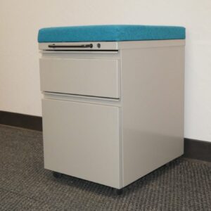Herman Miller Meridian LG Light/Gray Mobile Pedestal W/Blue Cushion