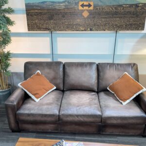 Pottery Barn Square Arm Distressed Leather 3 Seater Couch - 85.5"