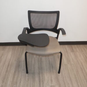 9to5 Bella Guest Stack Chair with Black Mesh, Brown Seat and Tablet Arm
