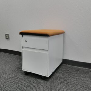 Steelcase Mobile Pedestal Soft White with Orange Cushion