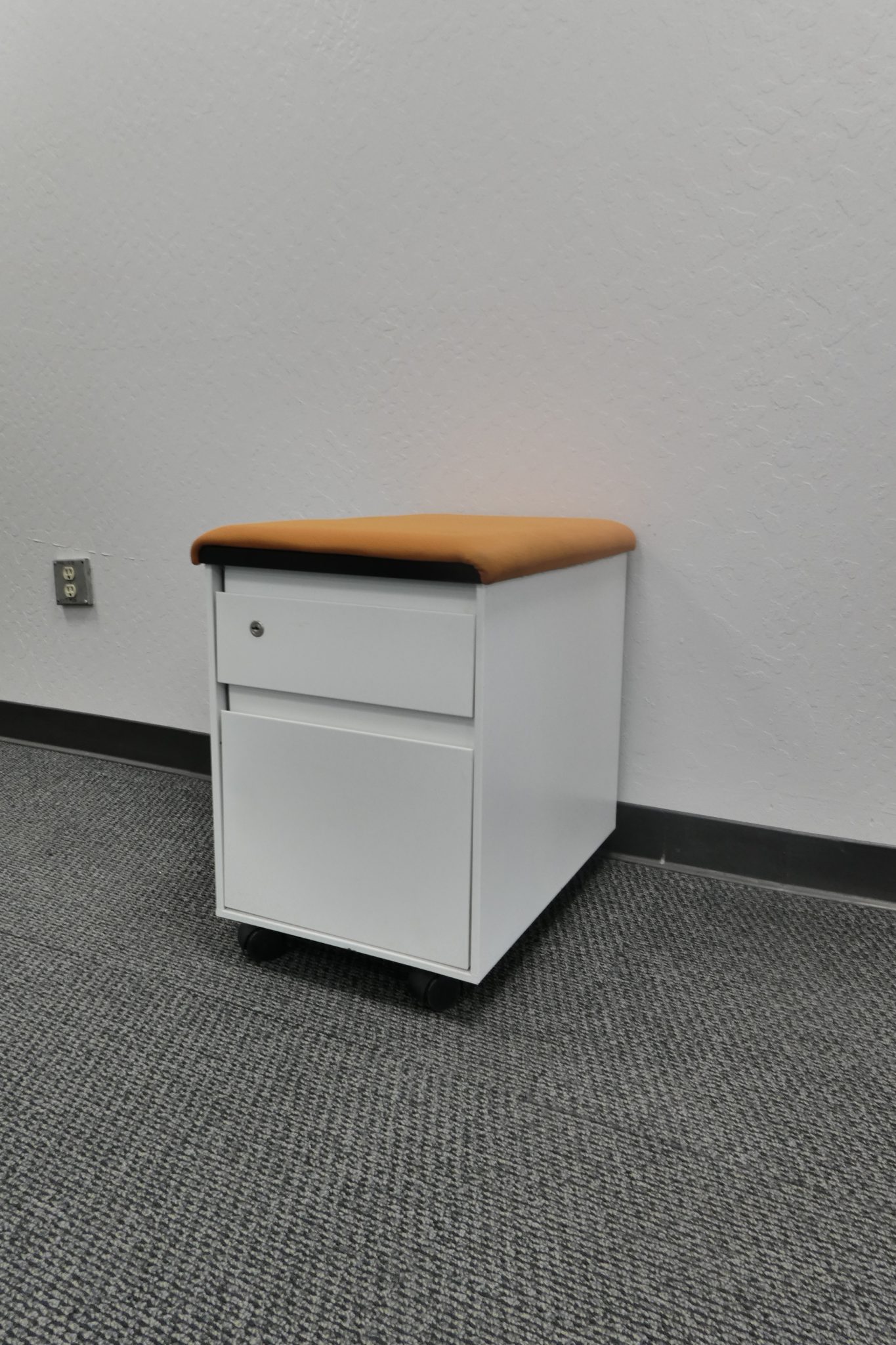 Steelcase Mobile Pedestal Soft White with Orange Cushion
