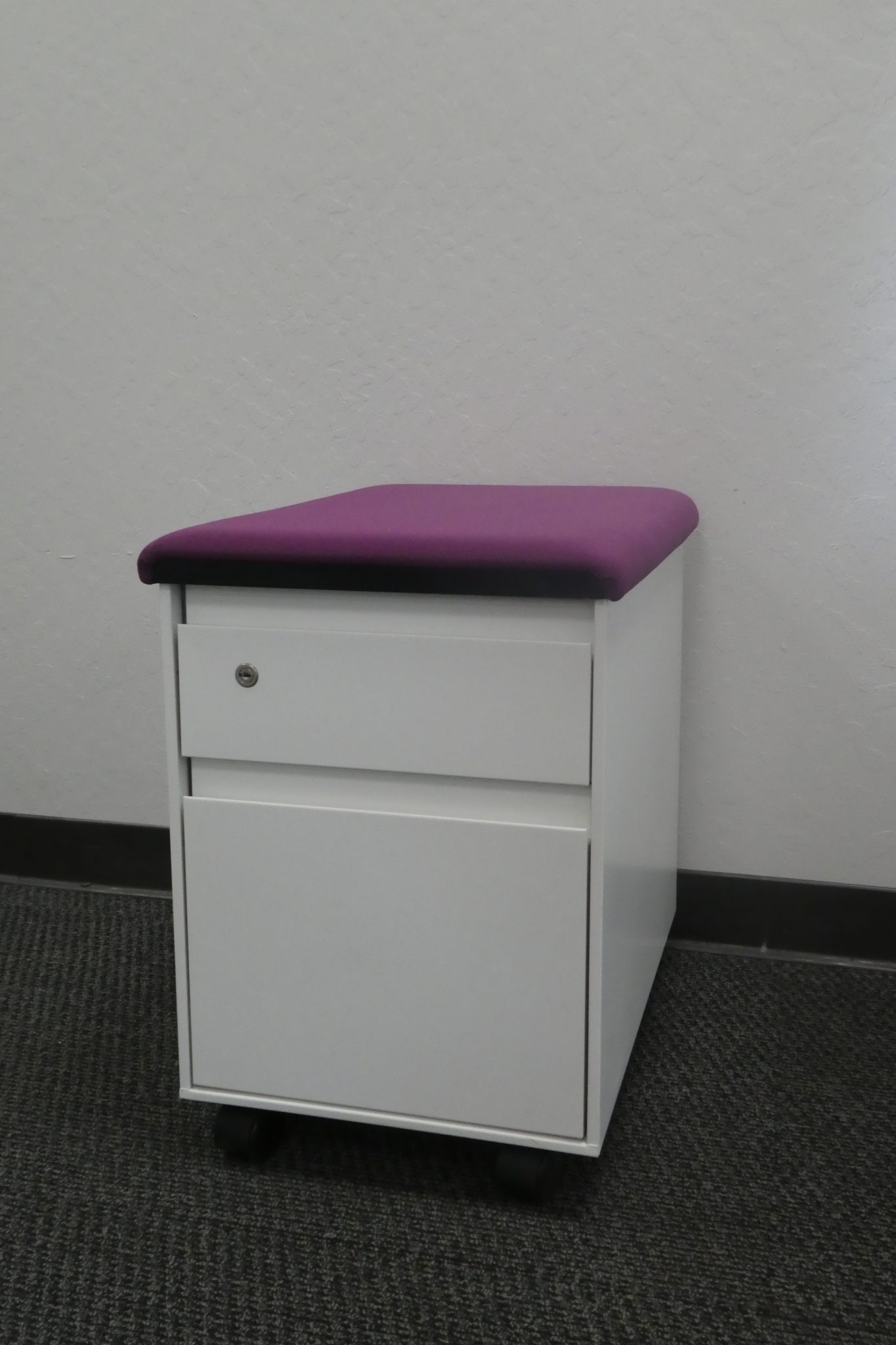 Steelcase Mobile Pedestal , Soft White with Purple Cushion