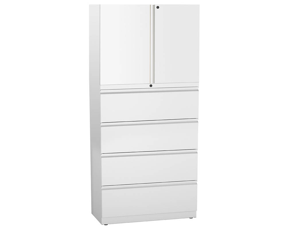 Trace Combo Lateral File/Storage Cabinet, 4 drawers, 2 shelves, 18 1/4"D, 77 3/8"H
