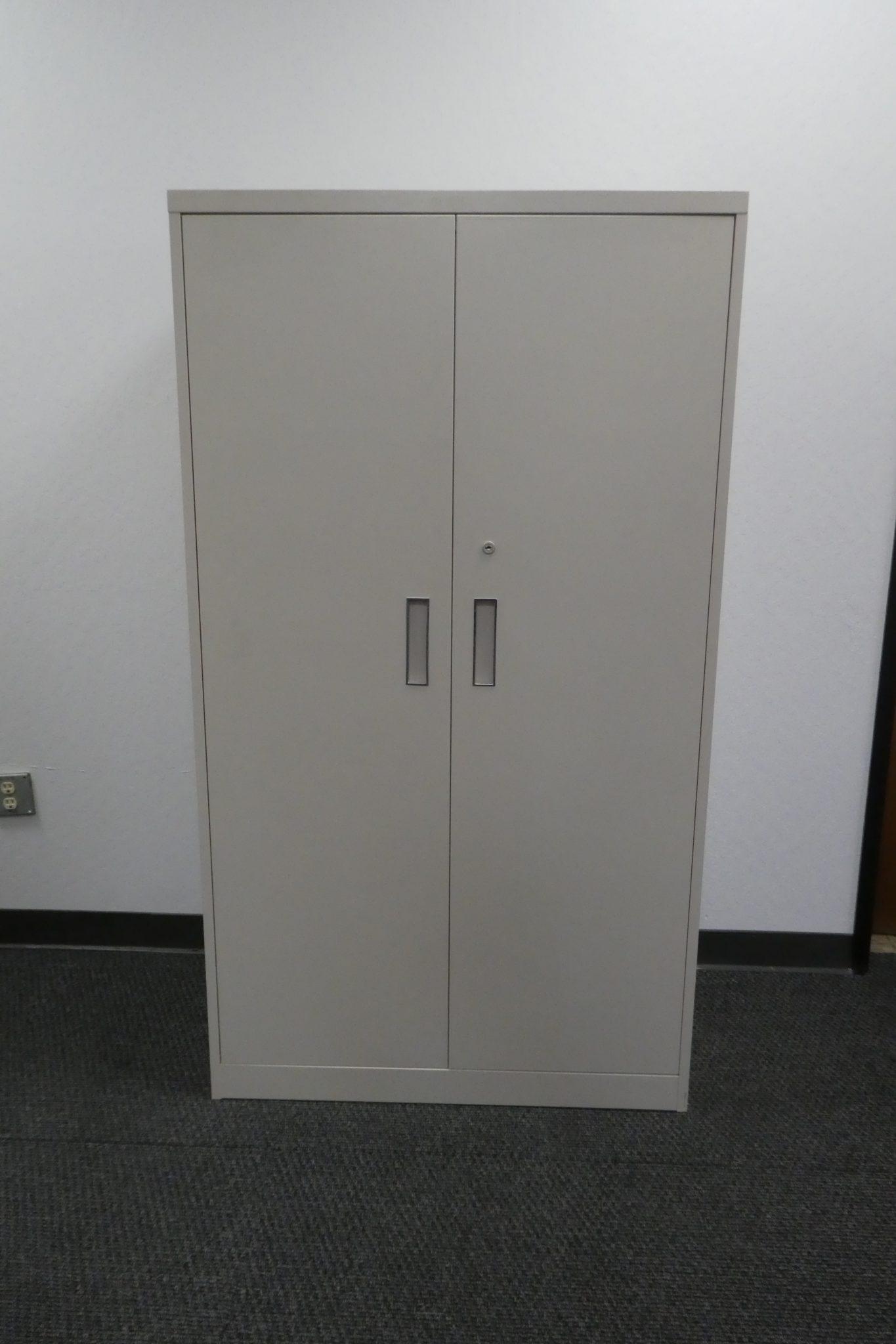 2 door metal storage unit, light grey, 65"H x 36"W x 18"D