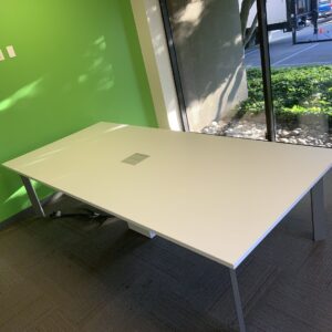Haworth Planes, White Conference table 10'Lx54"Dx30"H with power module.
