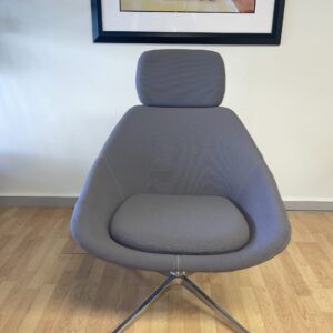 Allermuir, A641 Swivel Lounge Chair, Grey, Chrome Legs