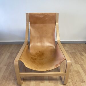 Blue Dot, Toro Lounge Chair, Leather with Wood Frame