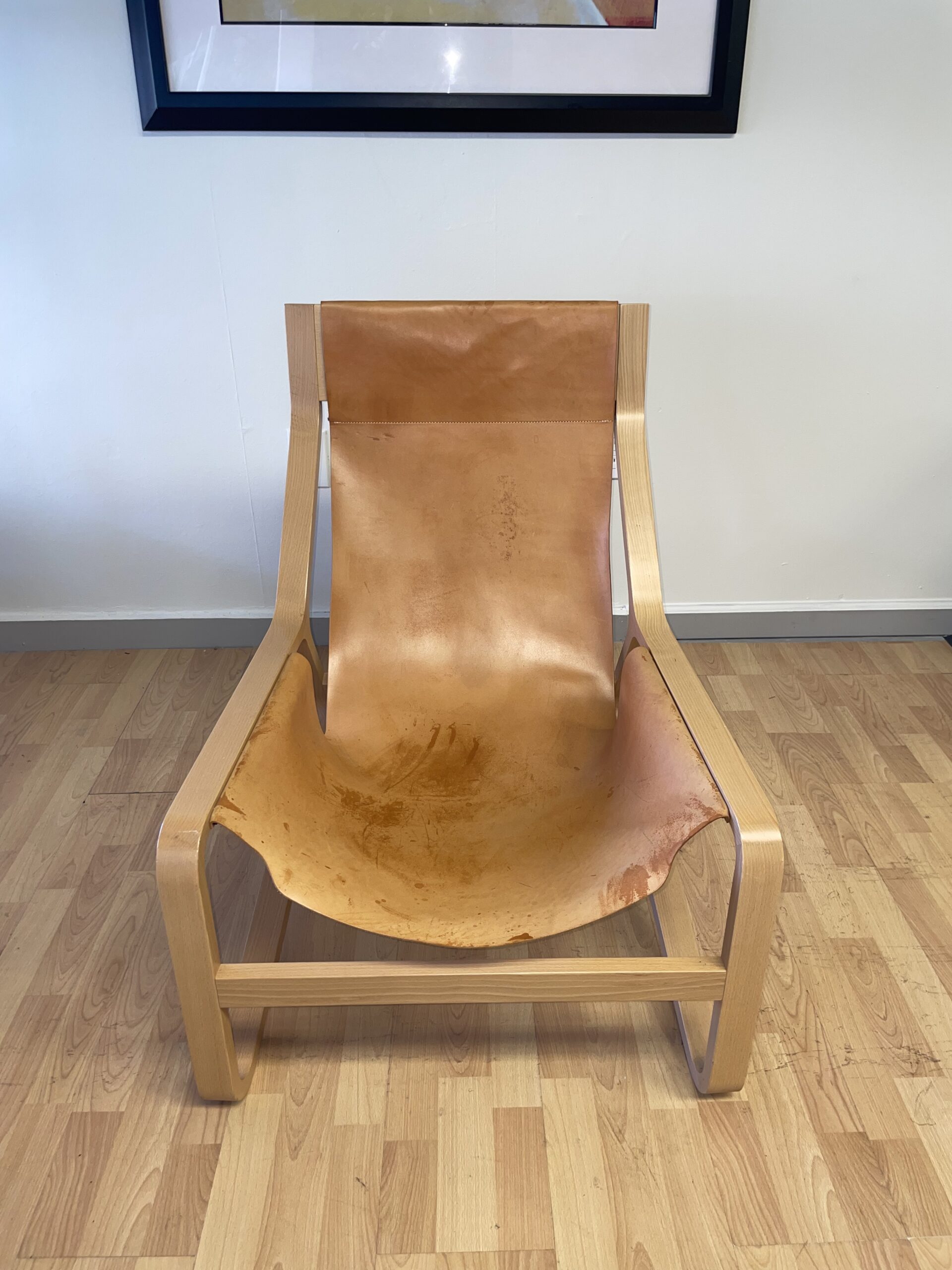 Blue Dot, Toro Lounge Chair, Leather with Wood Frame