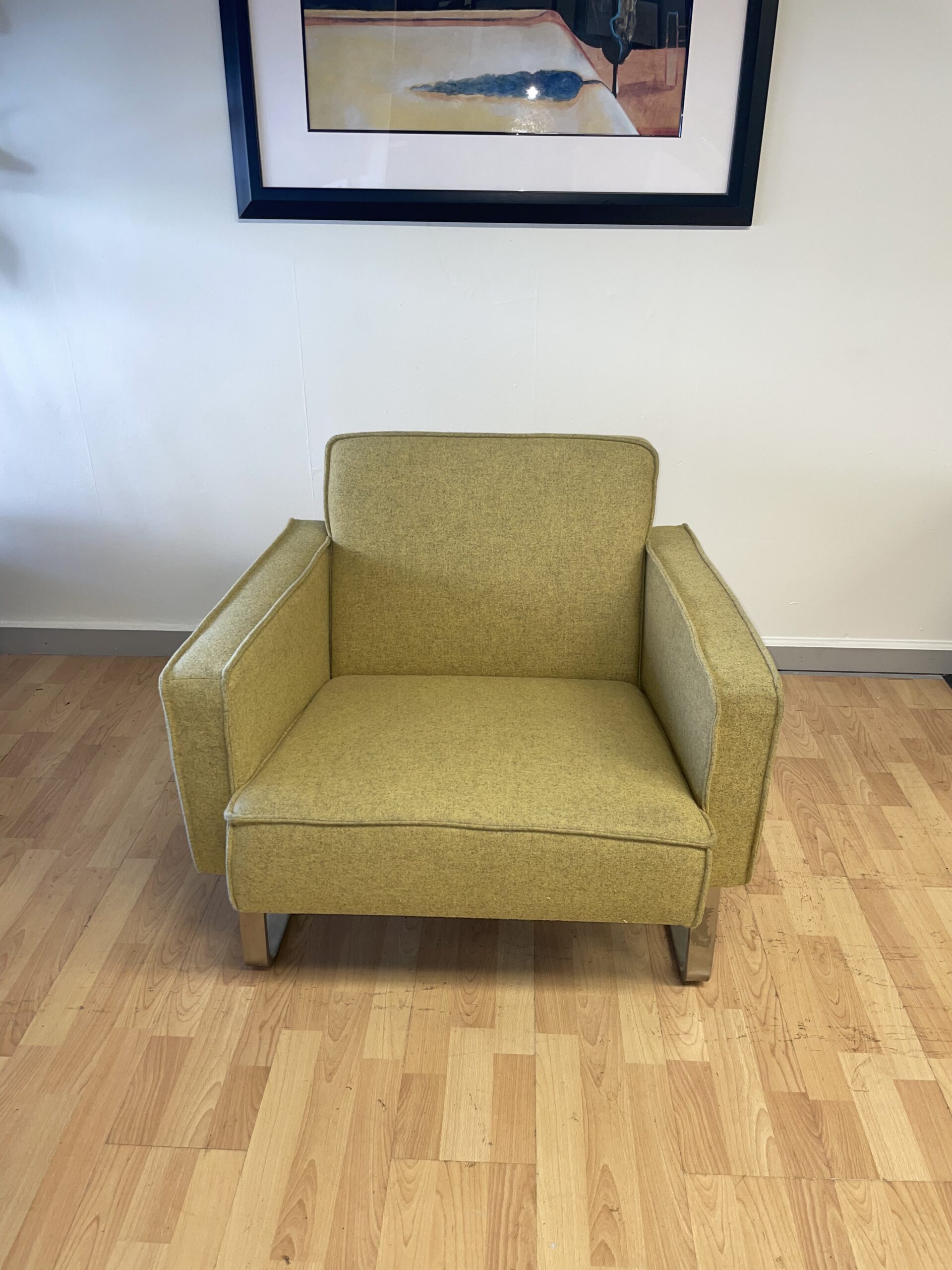 Gus, Lounge Chair, Field Green, Chrome Frame