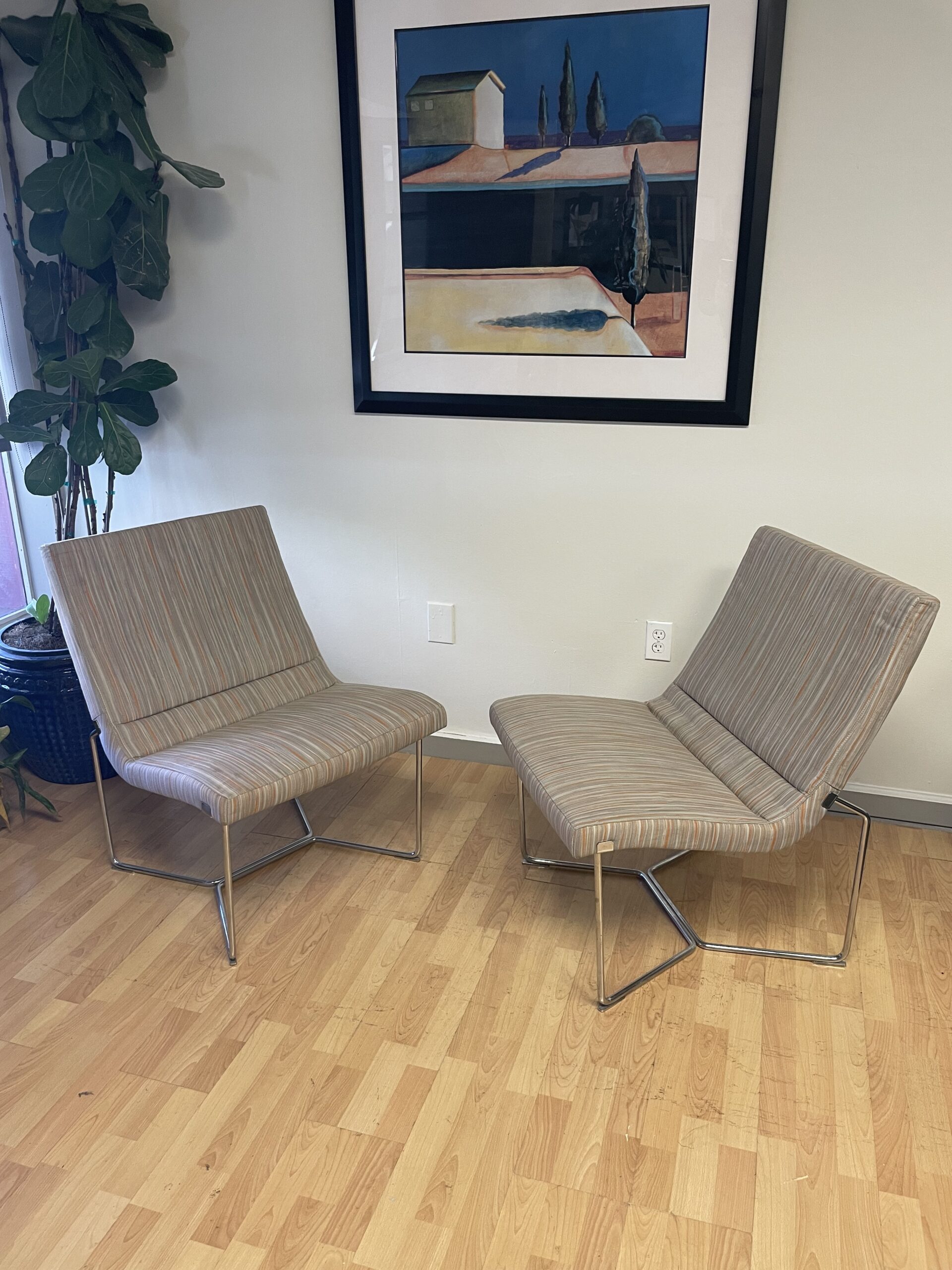 Harter Forum, Lounge Chair, Beaded Fabric, Chrome Frame