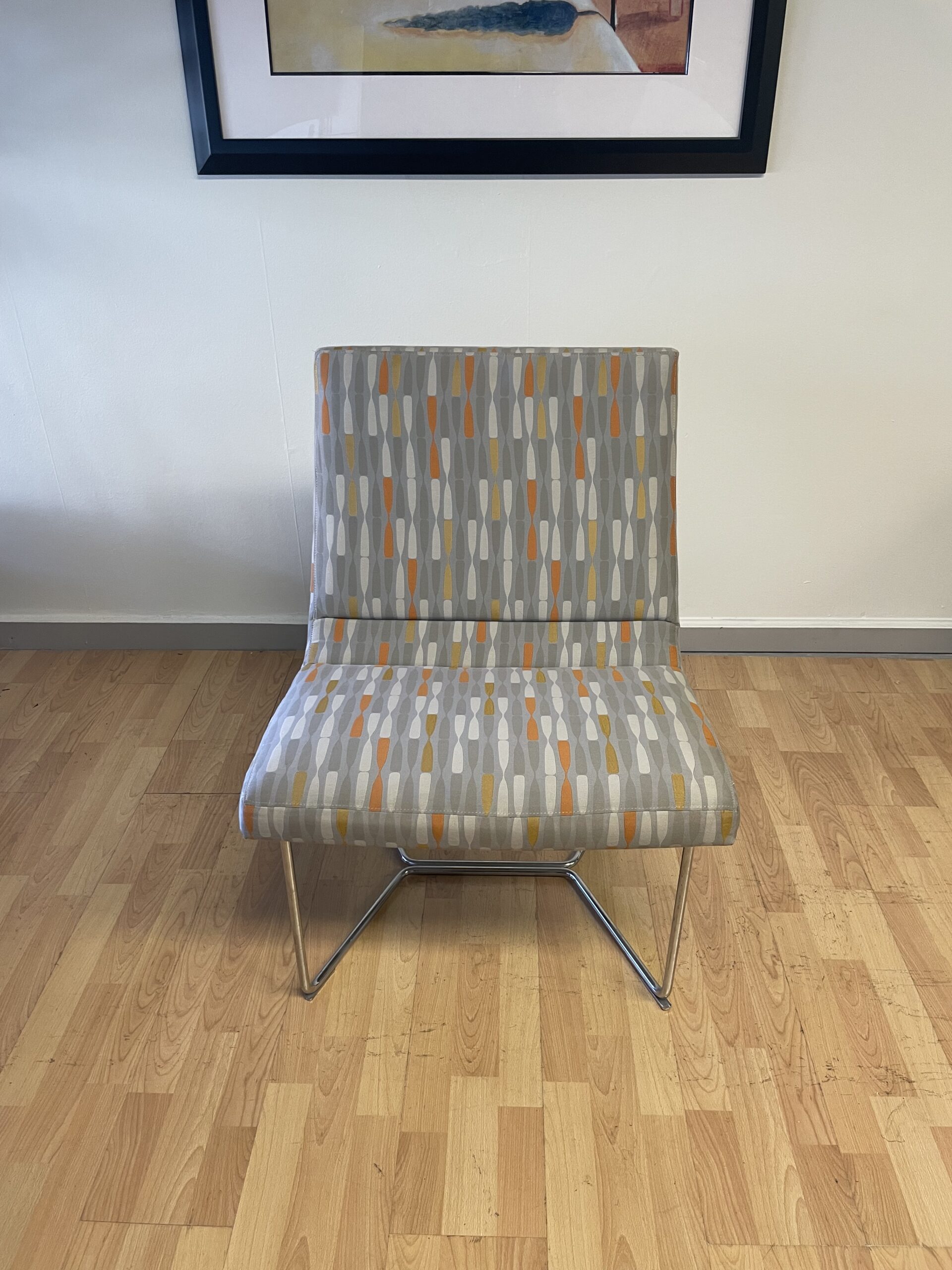 Harter Forum, Lounge Chair, Beaded Fabric, Chrome Frame