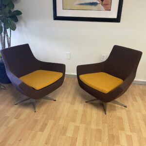 Hightower, Happy Lounge Chair, Coffee fabric with Orange Seat, Chrome Legs