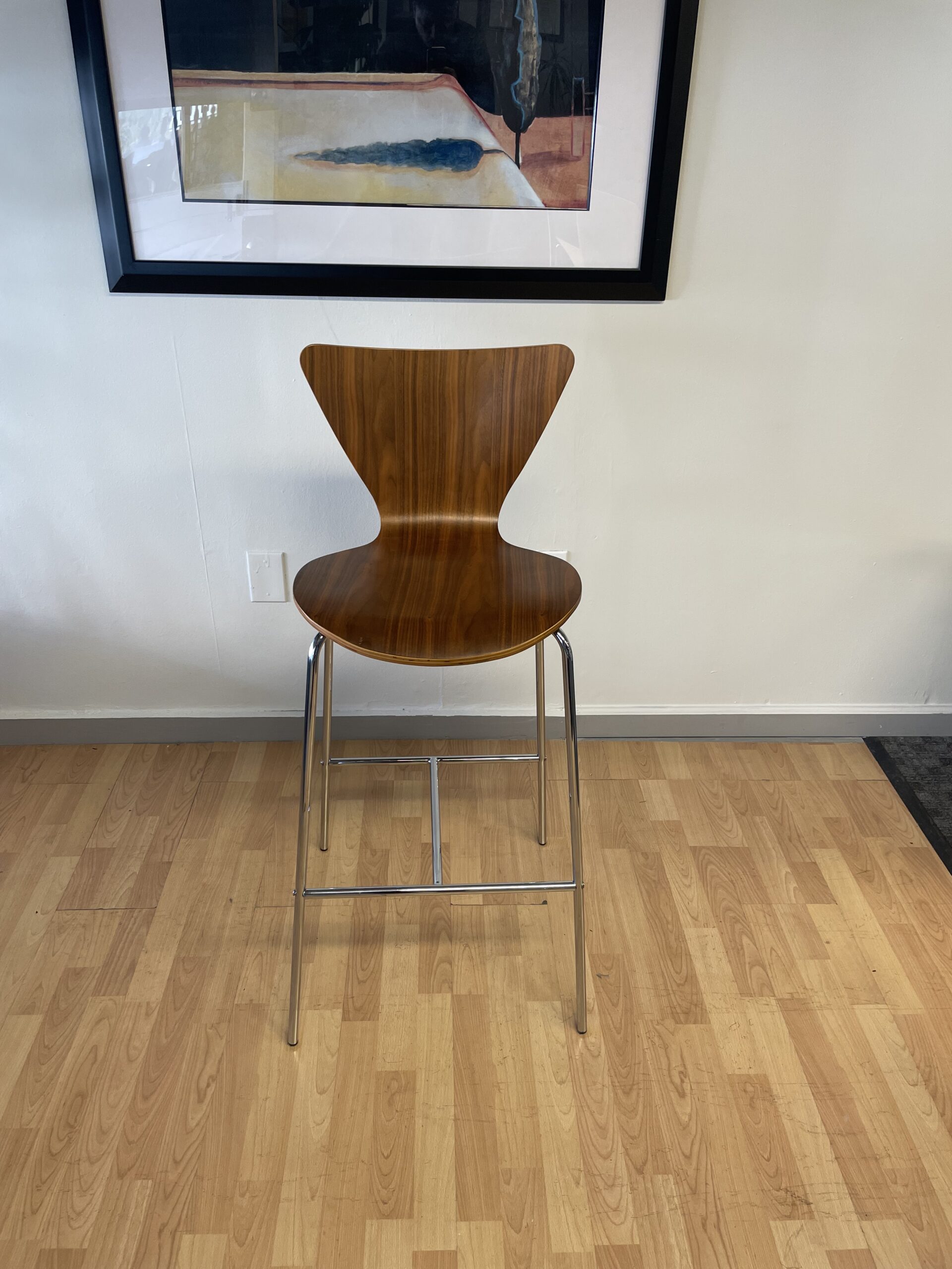 Tendy, Stool, Bar Height, Walnut with Chrome Frame