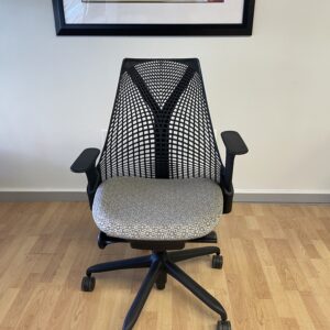 Herman Miller, Sayl Task Chair, Black Flex Back, Grey Fabric Seat