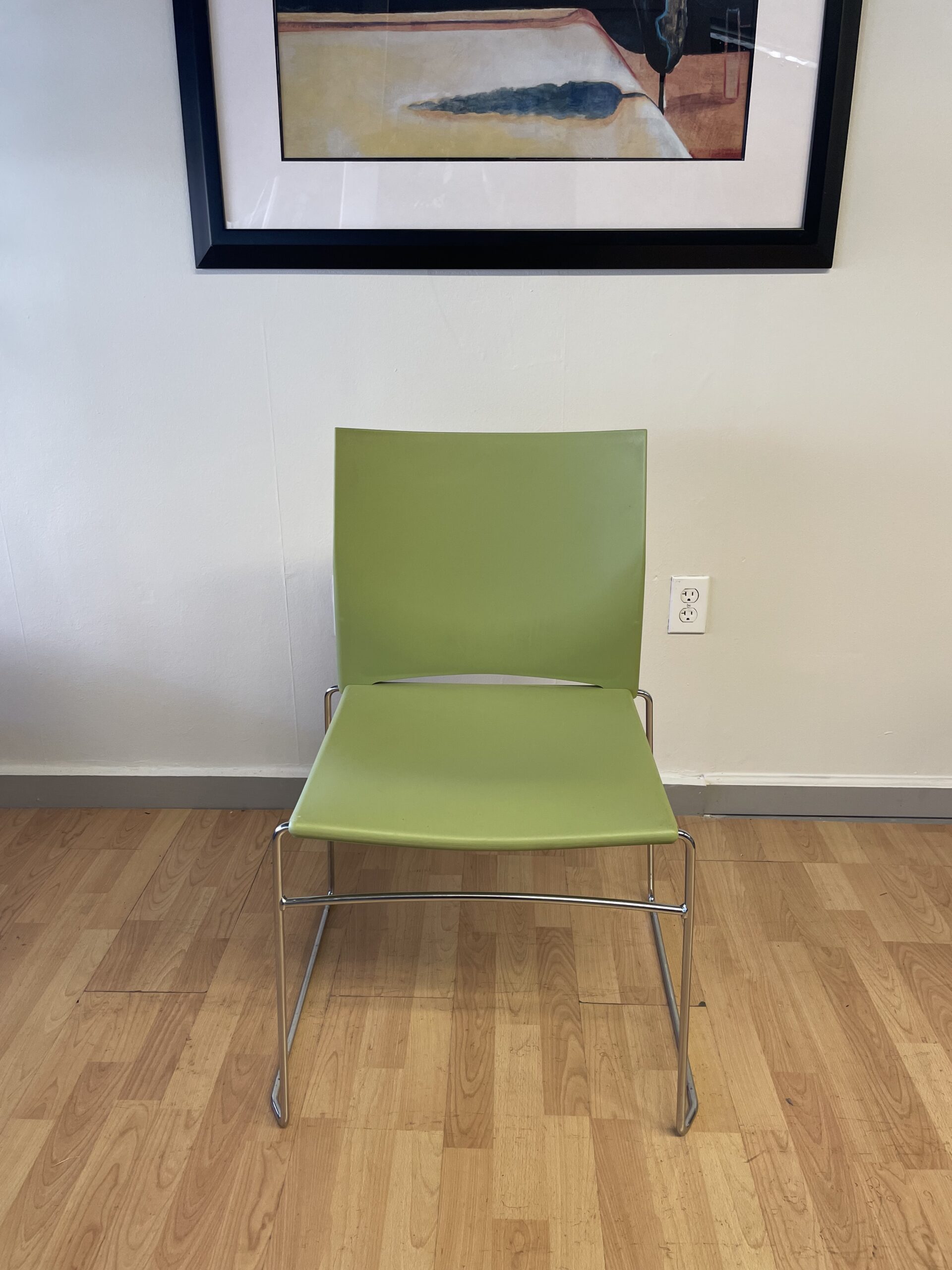Source, Multi-Purpose, Stackable Chair, Spring Green with Chrome Legs