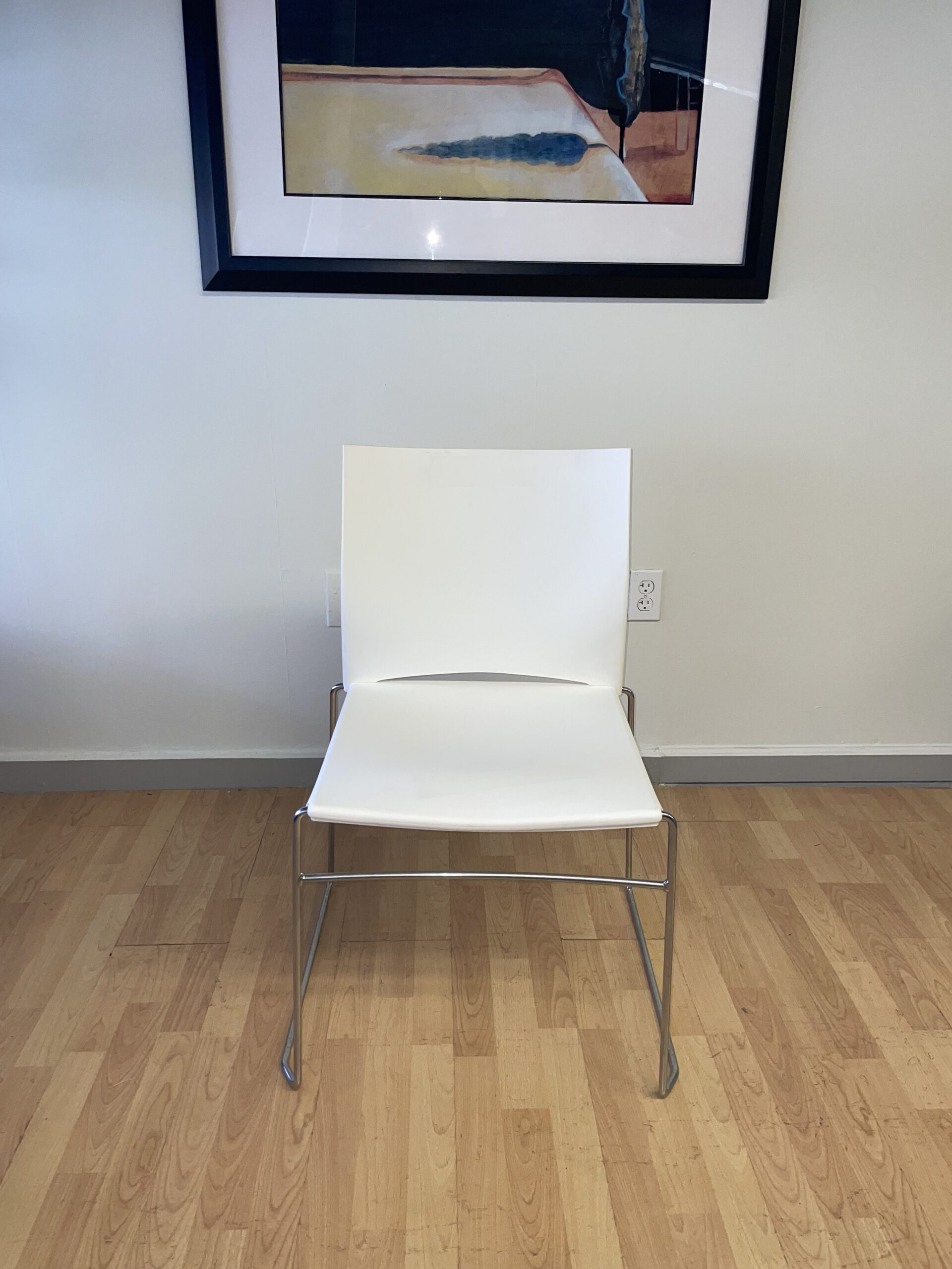 Source, Multi-Purpose, Stackable Chair, White with Chrome Legs