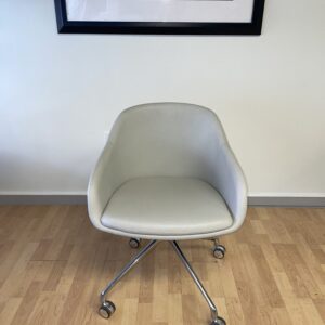 Source, Lounge Chair, Grey Leather, Chrome Legs