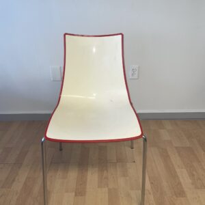Scab, Zebra Bicolore, Breakroom Chair, White and Red, Chrome Frame
