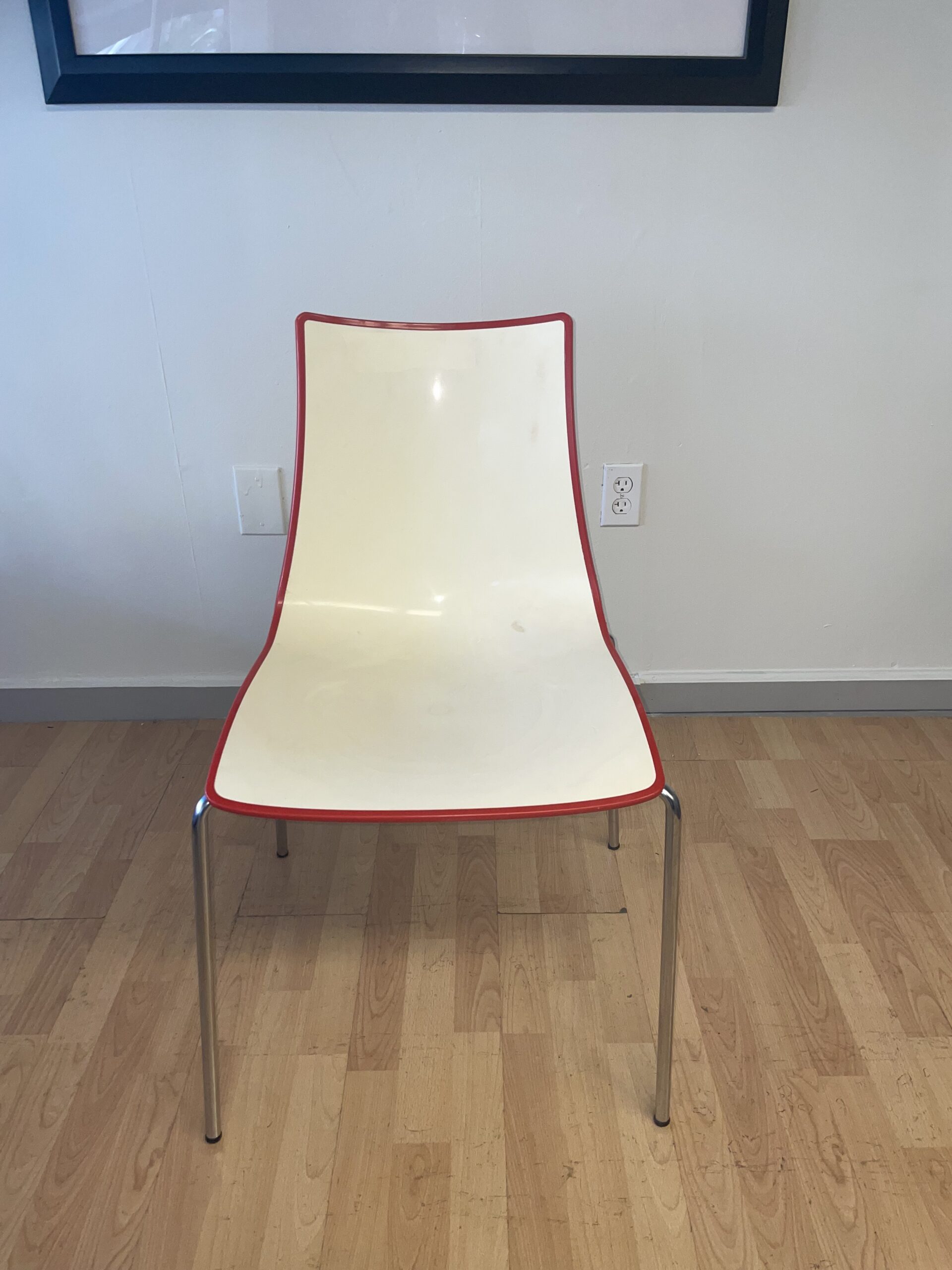 Scab, Zebra Bicolore, Breakroom Chair, White and Red, Chrome Frame