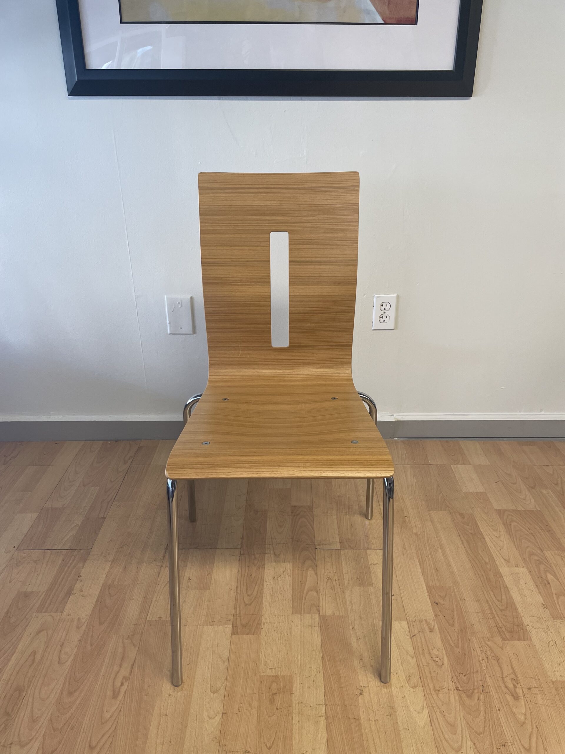 Allermuir, Multi-Purpose, Stackable Chair, Cedar Wood with Chrome Frame