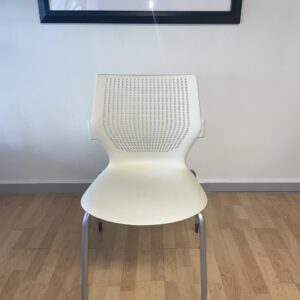 Knoll, Multi-Purpose, Stackable Chair, White with Silver Frame