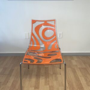 SCAB Design , Wave Breakroom Chair, Orange and Clear, Chrome Frame