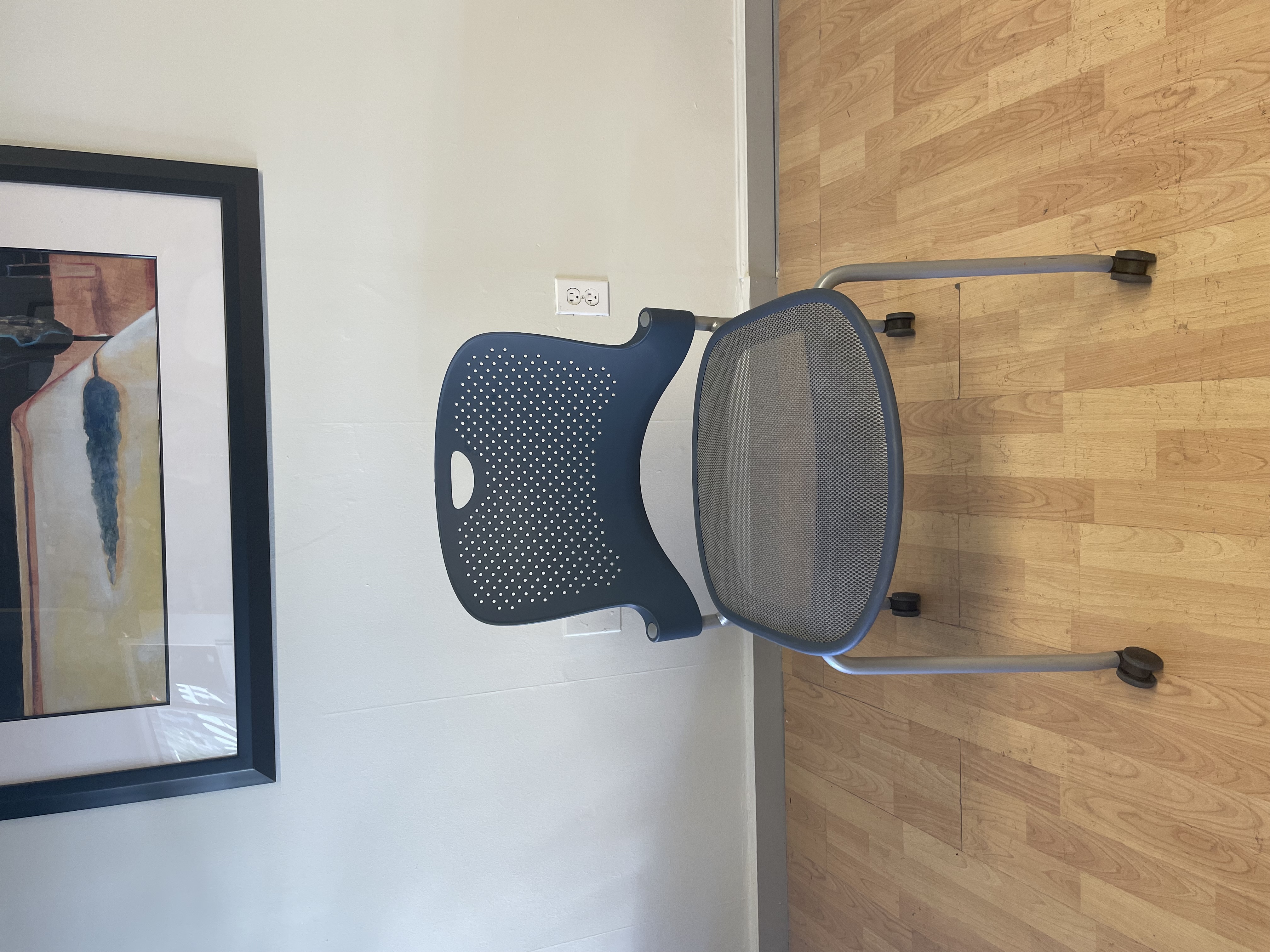 Herman Miller, Multi-Purpose, Stackable Chair, Mesh Bottom, Navy Blue