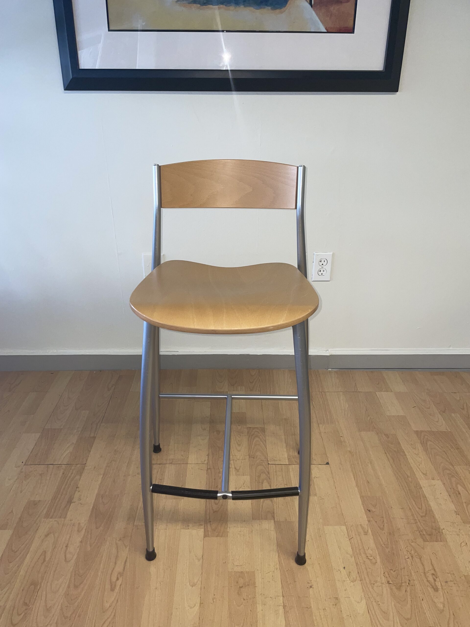 Altek, Stool, Italia Baba Counter Height, Wood with Chrome Frame