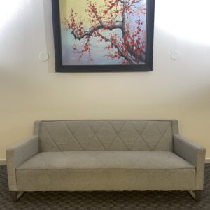 Gus, Modern Thatcher Sofa, Grey, Chrome Frame