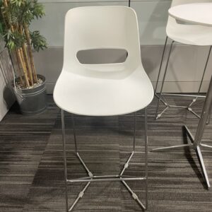 Lamm, Lucky Stool, Bar Height, White with Chrome Frame