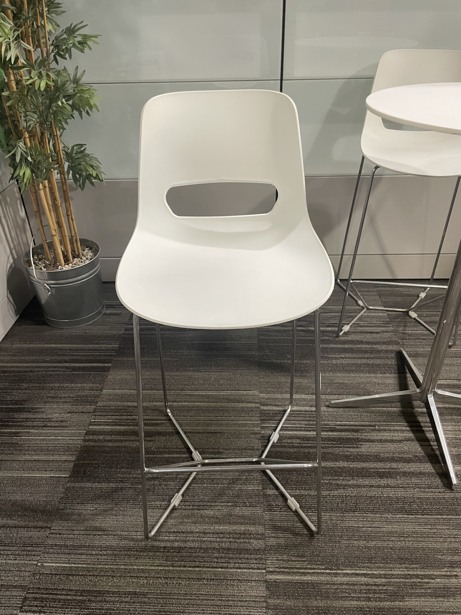 Lamm, Lucky Stool, Bar Height, White with Chrome Frame